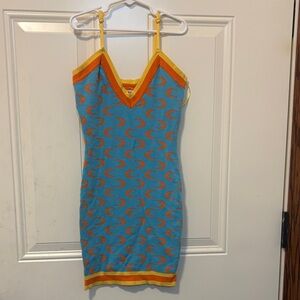 Jr Woman’s Size Small Mini Dress in a Vibrant Blue and Orange Color